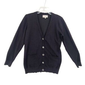Joan Vass Women's Button Down Cardigan Black Size M